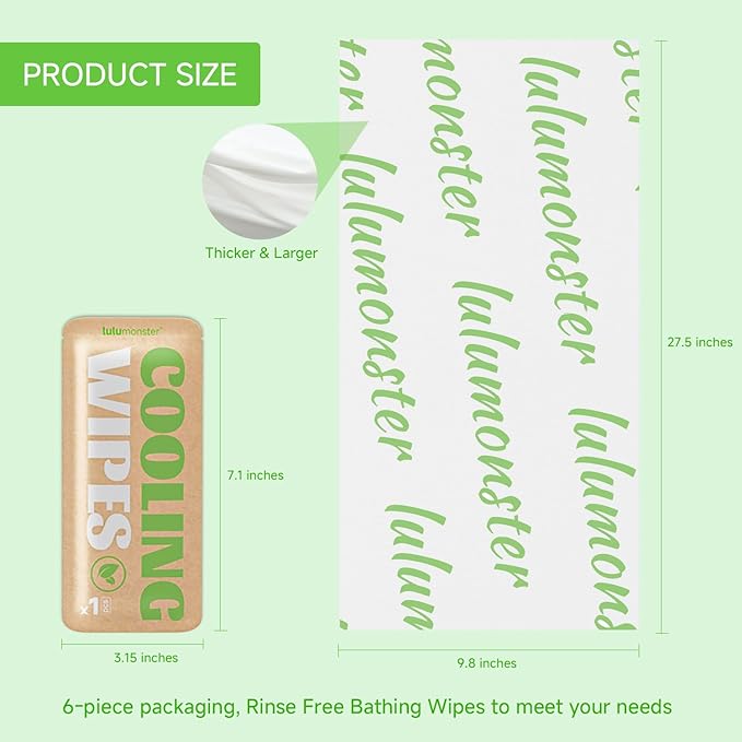 Cooling Body Wipes, Individually Wrapped Biodegradable Shower Wipes, Cooling Towels for the Gym, Workout, Hiking, Travel, and Sport, Oversized and Extra-Thick (1, Mint Chill)