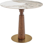 Sintered Stone Office Table and Chair Set - 33.5" Round Table for Small Offices (Light Brown Leg and Pandora Top, 1 Table and 2 Chairs)