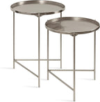 Kate and Laurel Ulani Modern Nesting Side Table; Set of 2; Silver; Sophisticated End Tables for Storage and Display