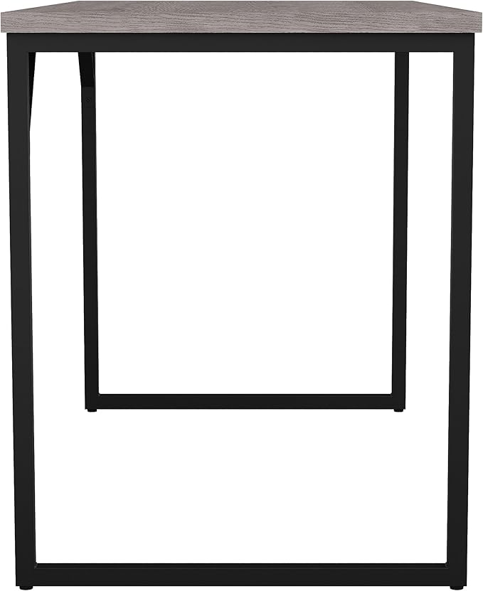 Martha Stewart Noah Home Office Parsons Desk in Gray Wood Grain with Oil Rubbed Bronze Metal Frame