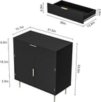 Sideboard Buffet Cabinet with 2 Doors & Drawer, Coffee Bar with Adjustable Shelves, Liquor Cabinet with Storage, Accent Cabinet Console Table for Living Dining Room, Black