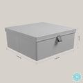 Martha Stewart Essential Collapsible Stackable Decorative Home Storage Organization With Lidded Tops, Lidded Storage Organizer, Grey