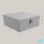 Martha Stewart Essential Collapsible Stackable Decorative Home Storage Organization With Lidded Tops, Lidded Storage Organizer, Grey