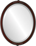 OVALCREST Oval Beveled Wall Mirror for Home Decor - Athena Style - Vintage Cherry - 18" x 14" Outside Dimensions