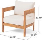 Christopher Knight Home Brooklyn Outdoor Club Chair with Cushions - Acacia Wood - Teak/Beige