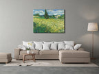 Wieco Art Abstract Large Canvas Wall Art Prints Green Field 1889 by Van Gogh Famous Oil Paintings Reproduction Artwork Stretched Landscape Picture for Home Decor Office Decoration