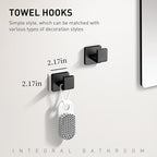 Bathroom Accessory Towel Bar Set: 5 Pieces Matte Black Square Bathroom Hardware SUS304 Stainless Steel - 24 Inch Wall Mounted Towel Rack&Toilet Paper Holder&Towel Ring and Towel Hook