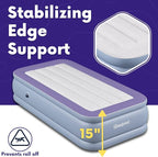 Beautyrest Hi-Loft Twin Size Air Mattress with Vertical Beam Construction, Edge Support, External Pump and Puncture Resistant Vinyl for Guests and Camping (Pack of 2)