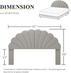 Queen Size Headboard Only, Petal Wall Mount Headboard Queen/Full Size for Adjustable Bed Velvet Upholstered Head Board Easy Assembly, Gray