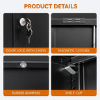 BESFUR Metal Storage Cabinet with Lockable Drawer and 2 Lockable Doors, 36"H Black Metal Cabinet with Adjustable Shelf, Locking Storage Cabinet for Home Office, Garage,School, Warehouse, Utility Room