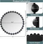 Madison Park Round Mirror, Metal Frame Circle Mirror 27 inch, Wall Art Decor Mounted Hanging for Entryway, Bathroom, hallway, Living Room, Vanity, Marlowe, Black