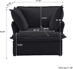 JACH Modern Comfy Couch Chair with Thick Cushion, Couch Single Accent Chair Deep Seat Sofa Couches, Hemp Velvet Sofas Furniture for Small Spaces Living Room Bedroom Office Apartment (Black)