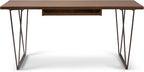 SIMPLIHOME Ryder SOLID WOOD Modern Industrial 66 inch Wide Writing Office Desk in Natural Aged Brown for the Office Desk, Writing Table, Workstation and Study Table