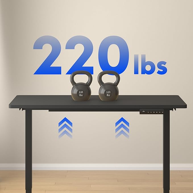 FLEXISPOT E3 Dual Motor Electric Standing Desk 48x24 Inch Whole-Piece Board Height Adjustable Electric Sit Stand (Black Frame + Black Desktop, 2 Packages)