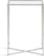 Kate and Laurel Jaspur Modern Slim End Table, 16 x 8 x 24, Silver, Decorative Glam Side Table for Use as Narrow Bedroom Nightstand or Living Room Accent