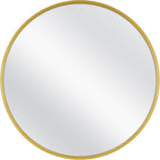 MCS Master & Co. 26in Round Brass Black Mirror, Modern Wall Hanging Large Mirror for Bathroom, Bedroom & Livingroom
