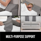 GORILLA GRIP Patent Pending Queen Bed Wedge Pillow Headboard Gap Filler, US Designed, Comfortable Supportive High Density Foam Pillows, Stay in Place Gripping Dots, Wedges Between Mattress, Soft Gray