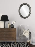 OVALCREST Oval Beveled Wall Mirror for Home Decor - Florence Style - Black Silver - 34" x 24"