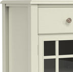 SIMPLIHOME Connaught Buffet - 60 inch Wide Solid Wood 3-Door Sideboard Buffet in Antique White, Traditional Storage Cabinet for Dining Room or Kitchen with Adjustable Shelves and Classic Molding