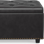 SIMPLIHOME Hamilton 44 inch Wide Traditional Rectangle Lift Top Rectangular Storage Ottoman in Tanners Brown Vegan Faux Leather, Assembled, For the Living Room, Entryway and Family Room