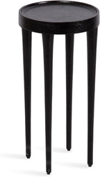 Kate and Laurel Rava Modern Metal Round Drink Table; 10 x 10 x 21; Black; Cast Aluminum Accent Table for Use as Indoor Plant Stand or Living Room Decor Piece