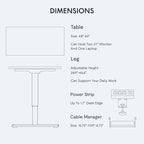 FLEXISPOT EN2 Whole-Piece Standing Desk with Clamp Power Strip, 48 x 24 Electric Height Adjustable Desk with Cable Management (White Frame + 48" Maple Top)