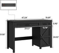 Farmhouse 47" Executive Desk, Computer Desk with Drawers and Storage Cabinet, Workstation Computer Desk for Home Office, Study.Pure Black
