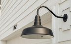 Steel Lighting Co. Gardena Barn Light | Outdoor Wall Mounted | 16" Dome | 23" Gooseneck | Farmhouse Light Made in America | Green Exterior/White Interior