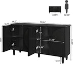 Tribesigns Buffet Cabinet Sideboard with Storage, Modern Storage Cabinet Sideboard Buffet Table with Doors for Living Room Kitchen Dining Room (Black)