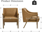 EALSON Modern Accent Chairs Set of 2 Comfy Leather Living Room Chairs with Wooden Frame and Armrest Mid Century Upholstered Reading Lounge Armchairs for Living Room/Bedroom/Reading/Balcony, Brown
