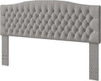 King Headboard Only, Upholstered Headboard for Adjustable Bed Velvet Tufted Cal King Size Wall Mounted Head Board with Solid Wood Legs Head Board, Gray