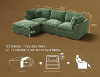 110" Cloud Sectional Couches for Living Room, Boneless L-Shape Couch with Ottoman, 3 Seater Modular Sectional Sofa, Green
