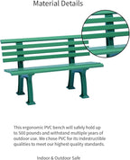 Plow & Hearth Weatherproof German PVC Outdoor Bench | Holds Up to 500 lbs | Garden Patio Porch Park Deck | Steel and Resin | Green