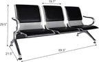 Kinsuite 5-Seat PU Leather Reception Bench - 2pcs Waiting Room Chairs with Arms & Non-Slip Foot Mats, Reception Chairs Guest Chair for Office Airport Bank Salon, Black