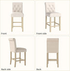 GOTMINSI 24" Bar Stools Set of 4 for Kitchen Island Upholstered Counter Height Bar Stools with Button Tufted Decoration Barstools Home Kitchen Island Wooden Bar Chairs Beige