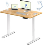 FLEXISPOT E3 Dual Motor Electric Standing Desk, 48x30 Inch Whole-Piece Board, Height Adjustable, Modern Style, White Frame + Maple Desktop, 4 Customizable Height Settings, 5-Year Warranty