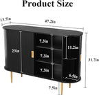ARTPOWER 47.2" Sideboard Buffet Cabinet with Tambour Door, 6 Heights Adjustable Shelves, Accent Console Cabinet with Storage, Modern Credenza for Living Room, Dining Room, Entryway, Black