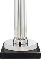 Possini Euro Design Cadence Modern Table Lamp 30" Tall with Square Black Marble Riser Linear Glass Rod White Linen Drum Shade for Bedroom Living Room Nightstand Bedside Night Stand Office Kids Room
