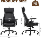 Home Office Desk Chair, PU Casters Ergonomic Computer Chair with Lumbar Support, Adjustable Height, 360°Rolling Swivel Chair, High Back Executive Task, Padded Armrests Chair, Black Leather