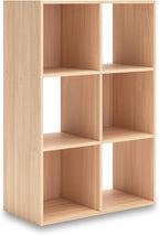 Signature Design by Ashley Piperton 3-Tier Floor Standing 6 Cube Organizer for Living Room, Wood, Works with 10.5" W x 10.5" D x 11" H Storage Bin (Sold Separately), Light Brown