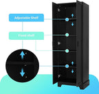 Tall Freestanding Storage Cabinet, Multi-Purpose Floor Organizer with 2 Doors & 5 Adjustable Shelves for Bathroom, Office, Living Room, Black