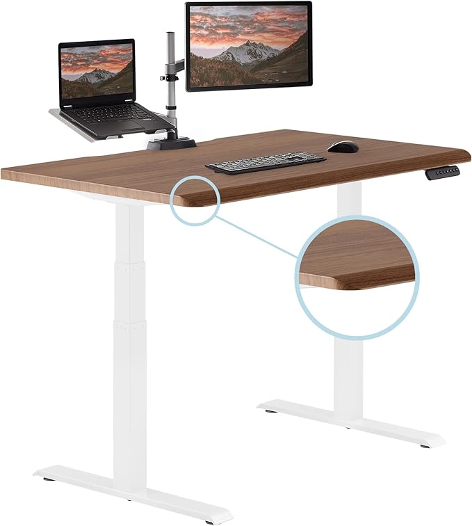Vari ComfortEdge 48x30 Inch Electric Standing Desk – Height Adjustable Sit Stand VariDesk with Memory Presets, Sloped Edge, 220 LB Capacity + Tool-Free Assembly (Walnut)
