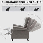 UIXE Faux Leather Recliner Chair, Pushback Armchair Overstuffed Accent Chair for Living Room, Rivet Trim Club Chair Home Theater Single Sofa Bedroom Side Reading Seat - Gray