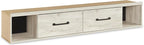 Signature Design by Ashley Cambeck Farmhouse Full Panel Platform Bed with 4 Storage Drawers, Sconce Light and USB Ports, Foundation or Box Spring Not Needed, Whitewash