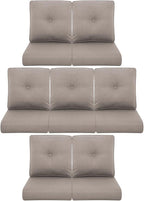 7-Piece Outdoor Patio Cushion Set - Fade & Water Resistant with Removable Olefin Cover, 22x24x4 Inch Memory Foam Cushions for Wicker Sectional Sof - Grey/Buckle