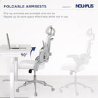 Nouhaus Ergo Fit Ergonomic Mesh Office Chair High Back Adjustable Lumbar Support Headrest and Adjustable Flip-up Armrests, Comfy Desk Chairs Swivel Computer Gaming Chair Tilt Function(N20, White)