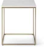 SIMPLIHOME Kline Modern 18 inch Wide Metal Accent Side Table in White, Gold for the Living Room and Bedroom