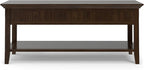 SIMPLIHOME Acadian Lift Top Coffee Table - 48 inch Wide Solid Wood Transitional Pop-up Cocktail Table in Brunette Brown, Classic Living Room Table with Lift-up Storage Compartment and Open Shelf