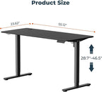 Adjustable Stand Up Desk with Memory Preset, 55 x 24 Inch Standing Desks Electric Desk for Home Office with Splice Board (Black)