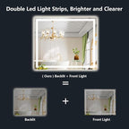 44x32 Inch LED Bathroom Mirror with Lights Front and Backlit Lighted Vanity Mirror for Bathroom Wall with 3 Colors Dimmable Anti-Fog Memory Shatter-Proof IP54 Waterproof Horizontal/Vertical